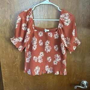Madewell rust colored floral blouse - size small
